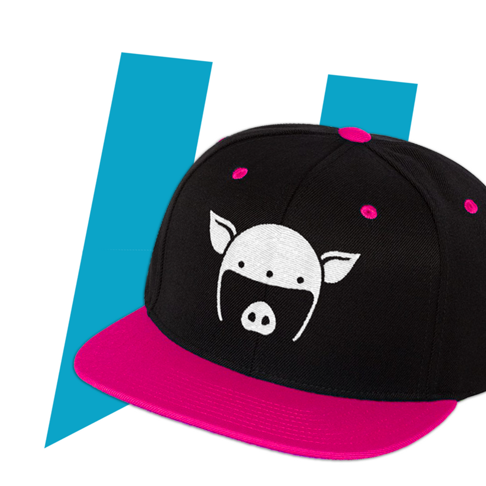 Logo Snapback (Black/Neon Pink)